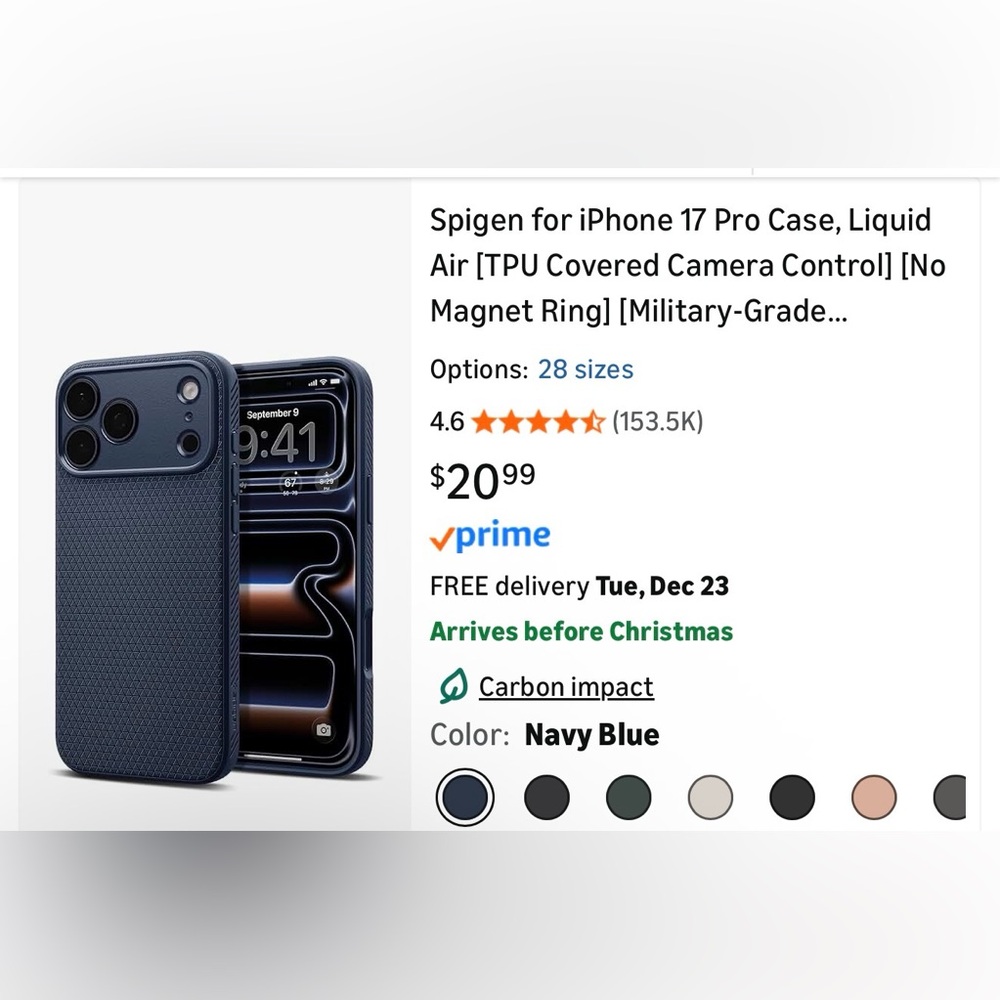 Spigen Midnight Blue iPhone 17 Pro Case
